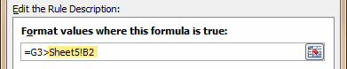 Refer values in other worksheets - excel conditional formatting