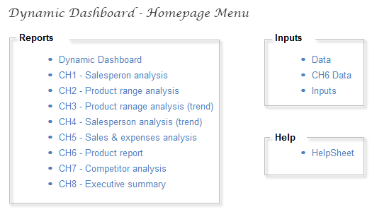 Dynamic Dashboard - Homepage Worksheet