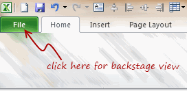 Understanding Backstage view in Excel 2010