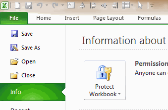 Excel 2010 - File Menu and Backstage View