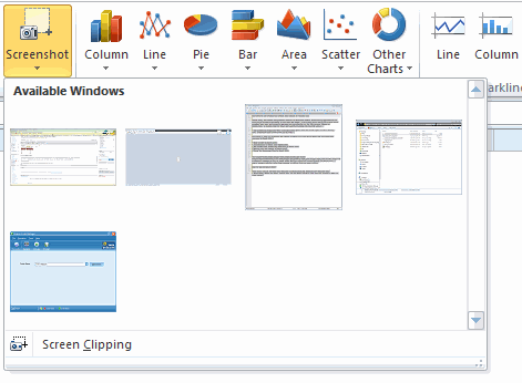 Excel 2010 - Screenshot Picker tool