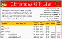 Christmas Gift List – Set your budget and track gifts using Excel