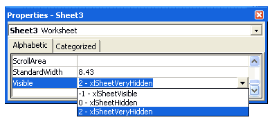 Step 2: In the properties window for that sheet, set 