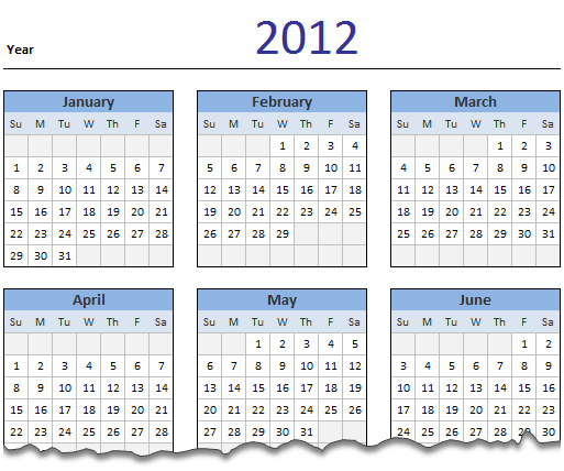 Download 2012 Calendar – Excel File