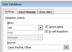 Data Validation Criteria for our form