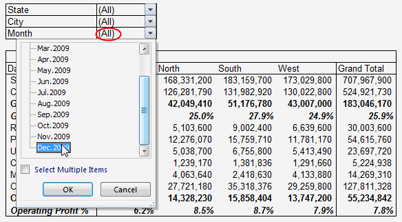 Profit Loss Report - by Geography / Month