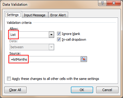 Excel Data Validation Drop Down List - Example