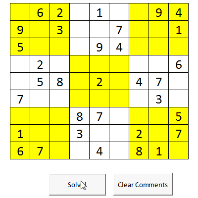 Solve Sudoku using Excel