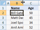 Adjust column widths by selecting multiple columns and double clicking on the separators