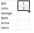 Auto fill a series of Excel formulas with corner click - demo