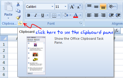 clipboard pane office 2007