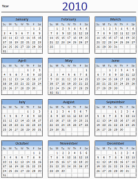 2010 Calendar – Excel Template [Downloads]