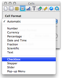 Format cell as a checkbox in iWork Numbers