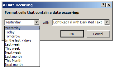 Excel 2007 - Conditional Formatting Dates