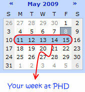 Your week at PHD - from May 11 to 15