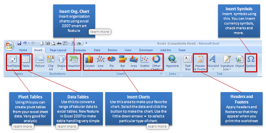 Excel 2007 - Insert Ribbon - Tutorial