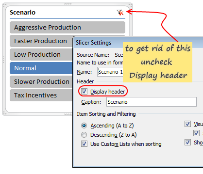 Disabling Slicer Heading and Clear Filter Button