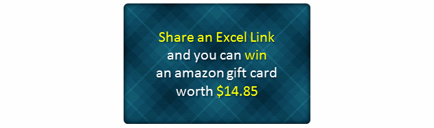 Share an excel link and win $14.85 gift card from Amazon