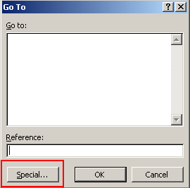 Use Goto Dialog box to select the blank cells