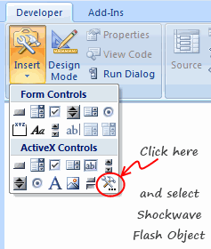 Inserting Flash Objects in to Excel