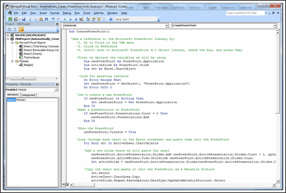 Excel to PowerPoint using VBA - Step 5