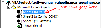 Adding VBA Code to Worksheets - Excel Stock Quotes