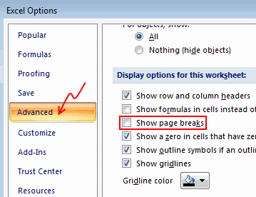 Disable Page Break lines in Excel 2007 - Excel Options & Customization - Chandoo.org