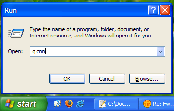 how to use windows xp run dialog as search box