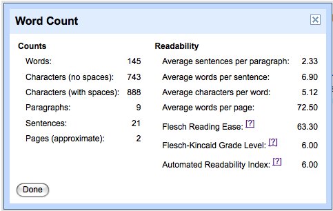 google-docs-readability-word-statistics