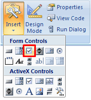 Add check-boxes to Excel - Form Controls