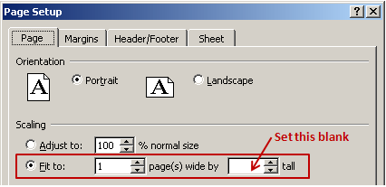 Print Worksheets in One Page Across - How to print large spreadsheets using excel 2003