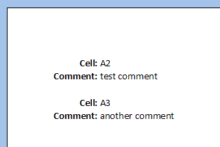 Print Spreadsheet Excel Comments - In a separate page