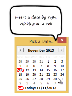 pop-up calendar vba excel