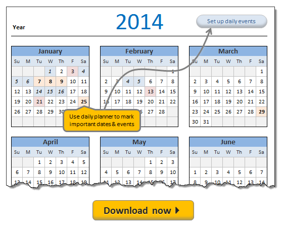 Free 2014 Calendar, daily planner templates [download]