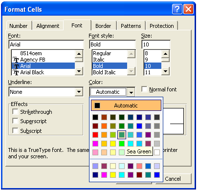 Custom Number Formats – Colors