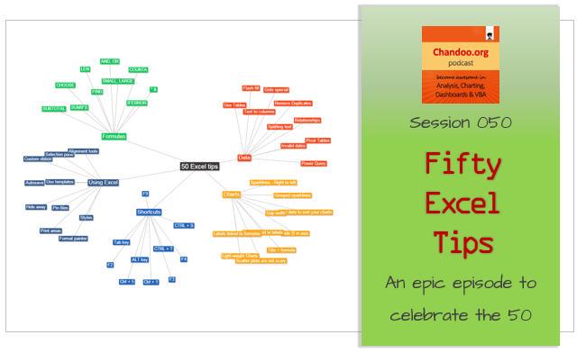 Fifty Excel Tips to make you awesome - Chandoo.org podcast - Session 50