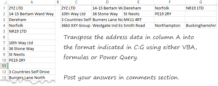 Transpose this address data [VBA homework]