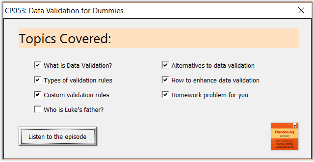 CP053: Excel Data Validation for Dummies