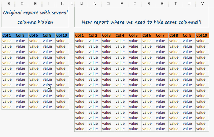 Hide columns one one tab same way as they were in another place [quick tip]