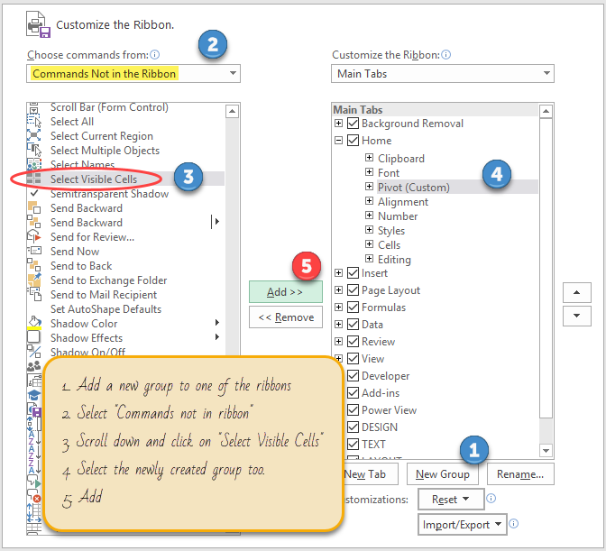 add-select-visible-cells-to-excel-ribbon