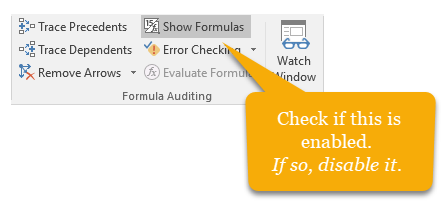 Excel formula showing as text - Top fix