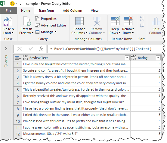 random sample with power query - data