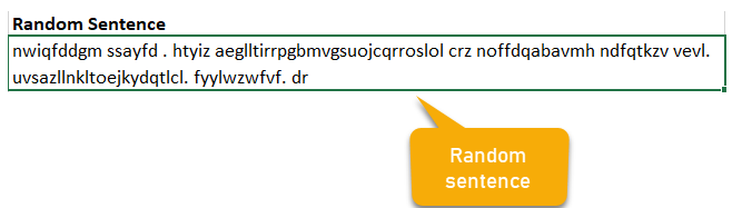 dummy sentence formula in excel