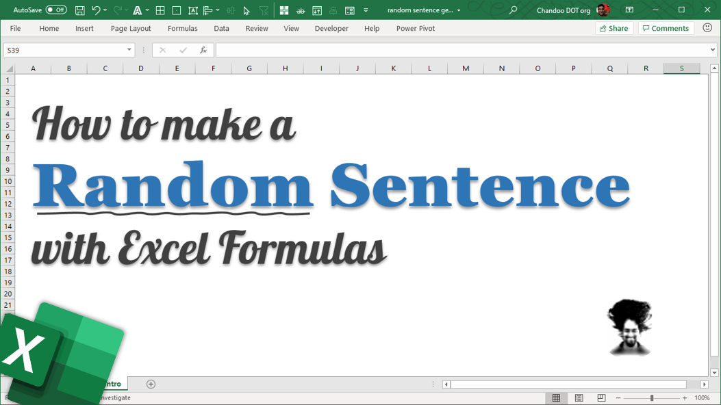 Make a random sentence with Excel formulas