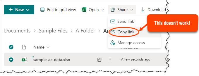 How to connect to a SINGLE file on SharePoint from Power Query (Fix Unable to Connect Error)