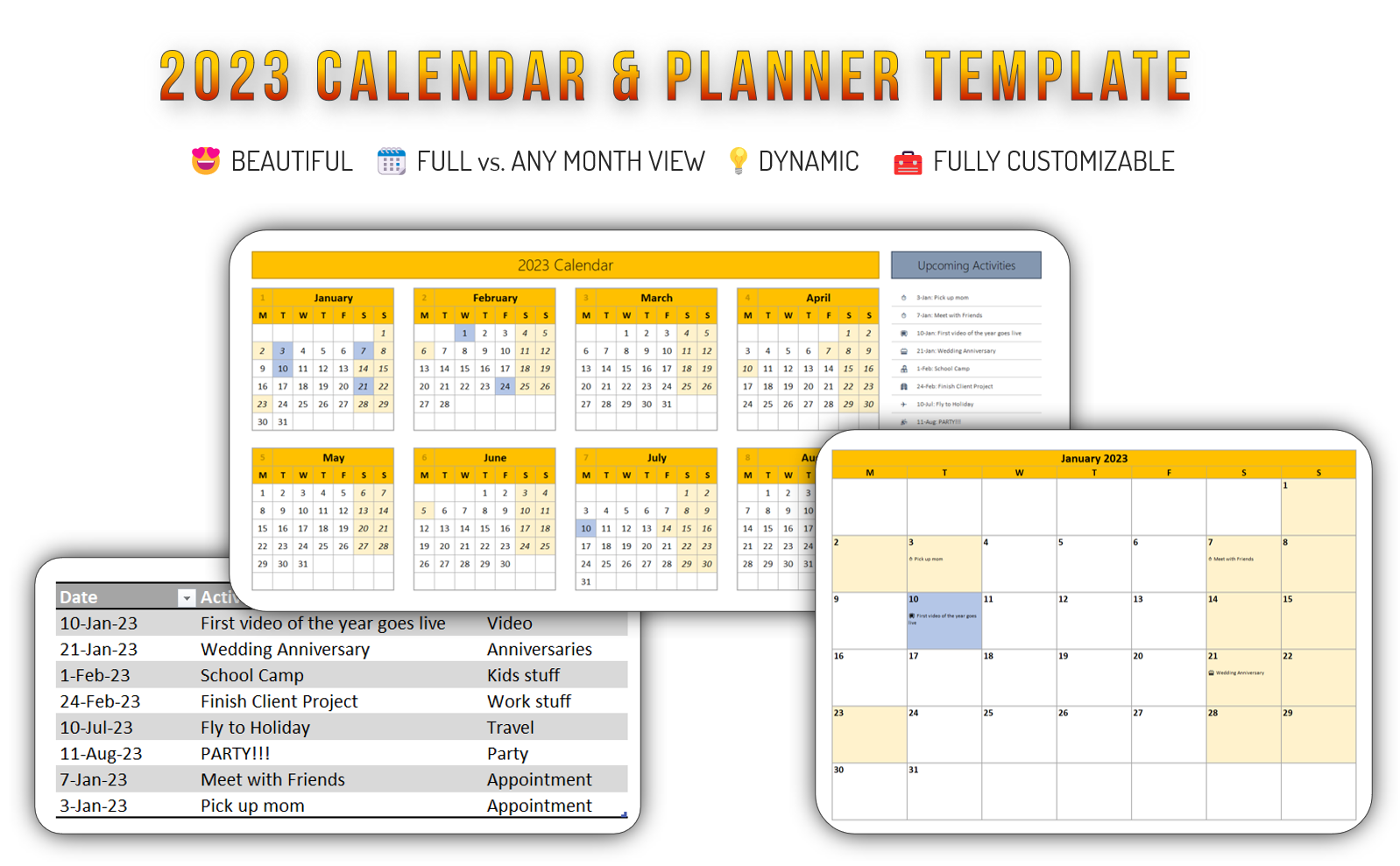 FREE Calendar & Planner Excel Template for 2023