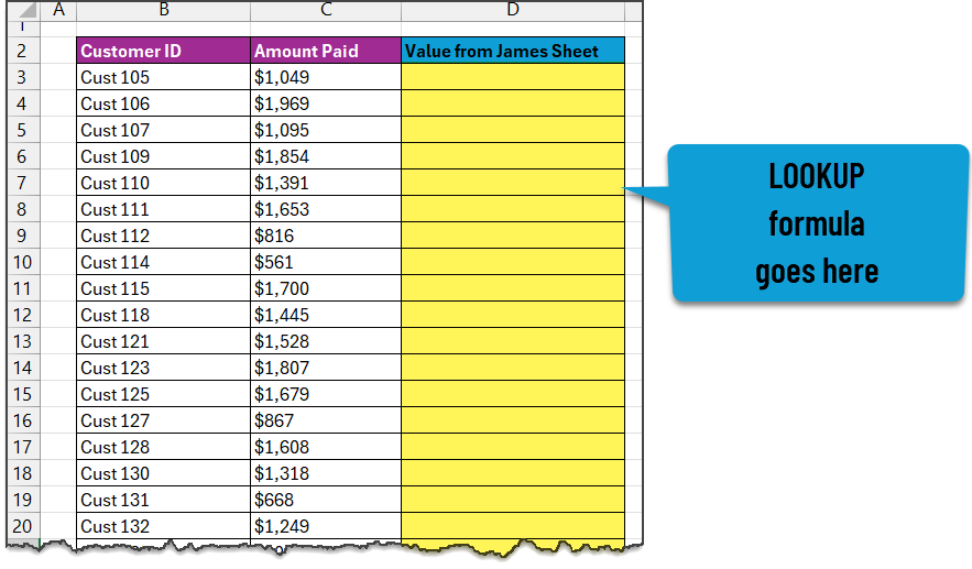 Spreadsheet set up for comparing two sheets