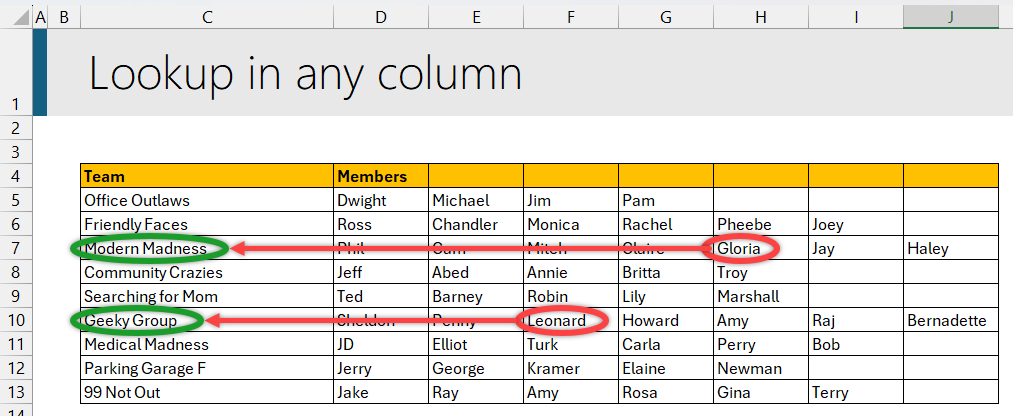 Lookup in any column - Excel formula trick